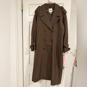 NWT Brown Double-Breasted Women's Coat